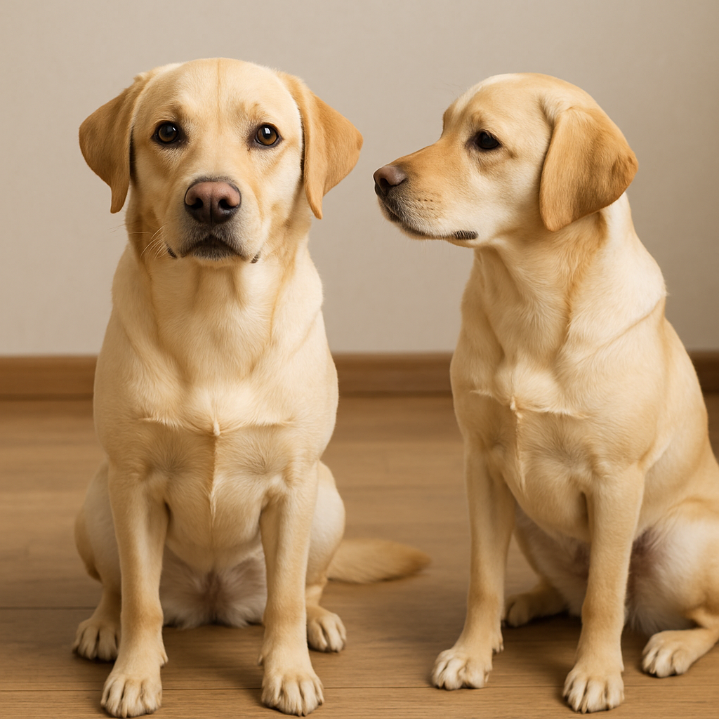 犬が静かにおすわりしている様子