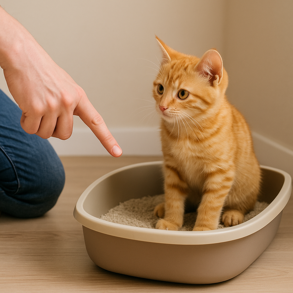 猫のトイレのしつけ風景