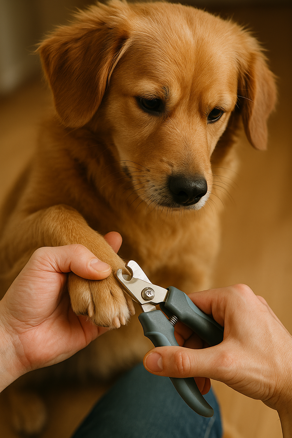 犬の爪切りをしている飼い主の手元