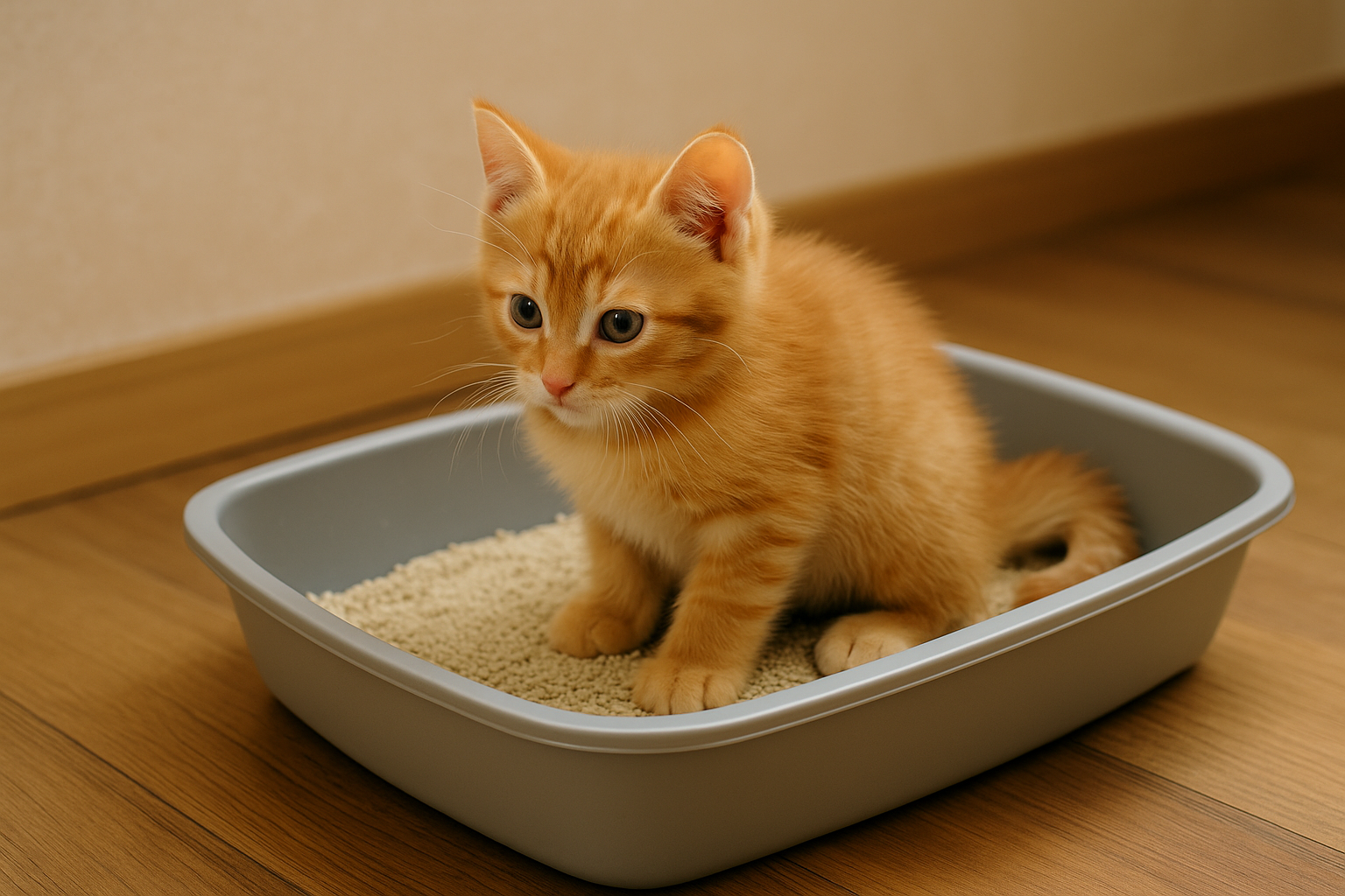 子猫がトイレを使う様子