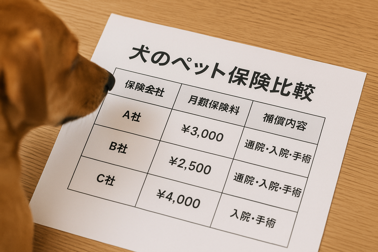 犬のペット保険を比較するイメージ