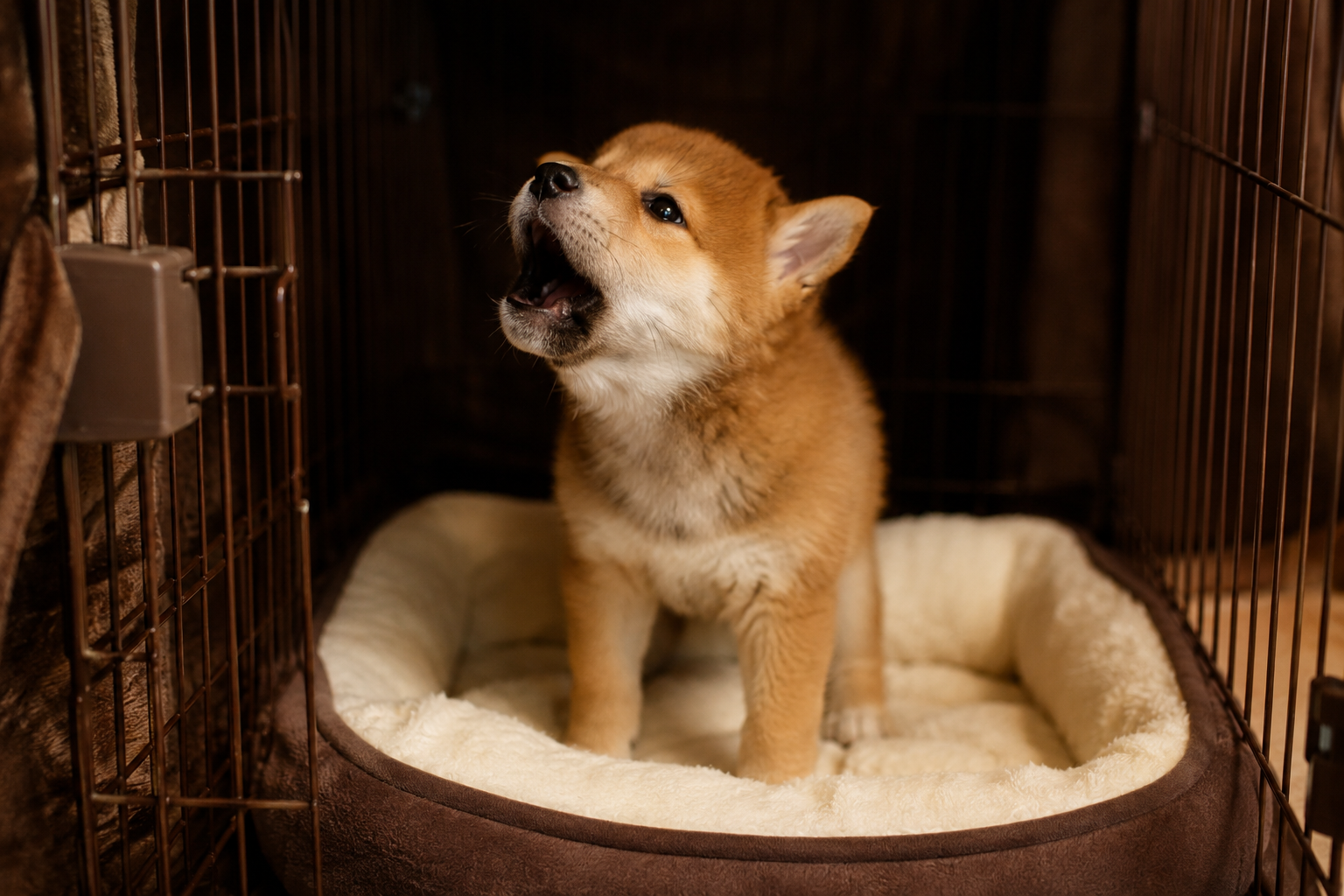夜泣きする柴犬の子犬