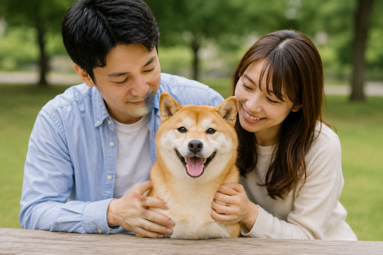 柴犬との記念写真