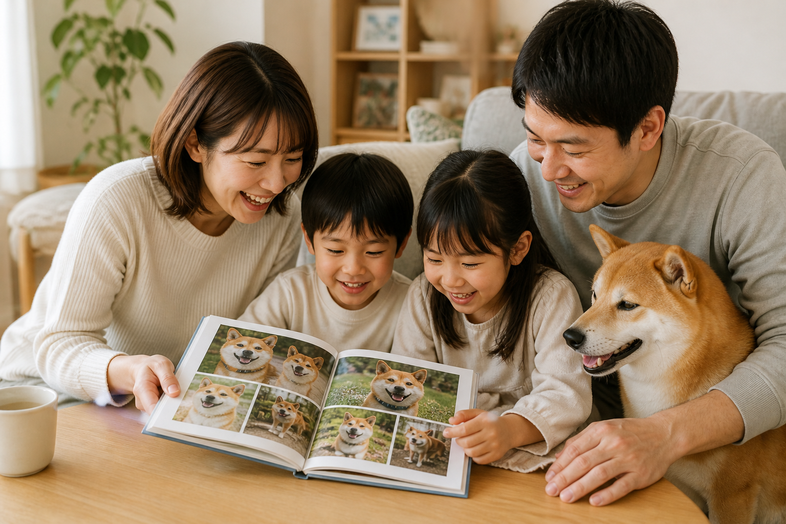 柴犬の思い出を家族で見返している時間