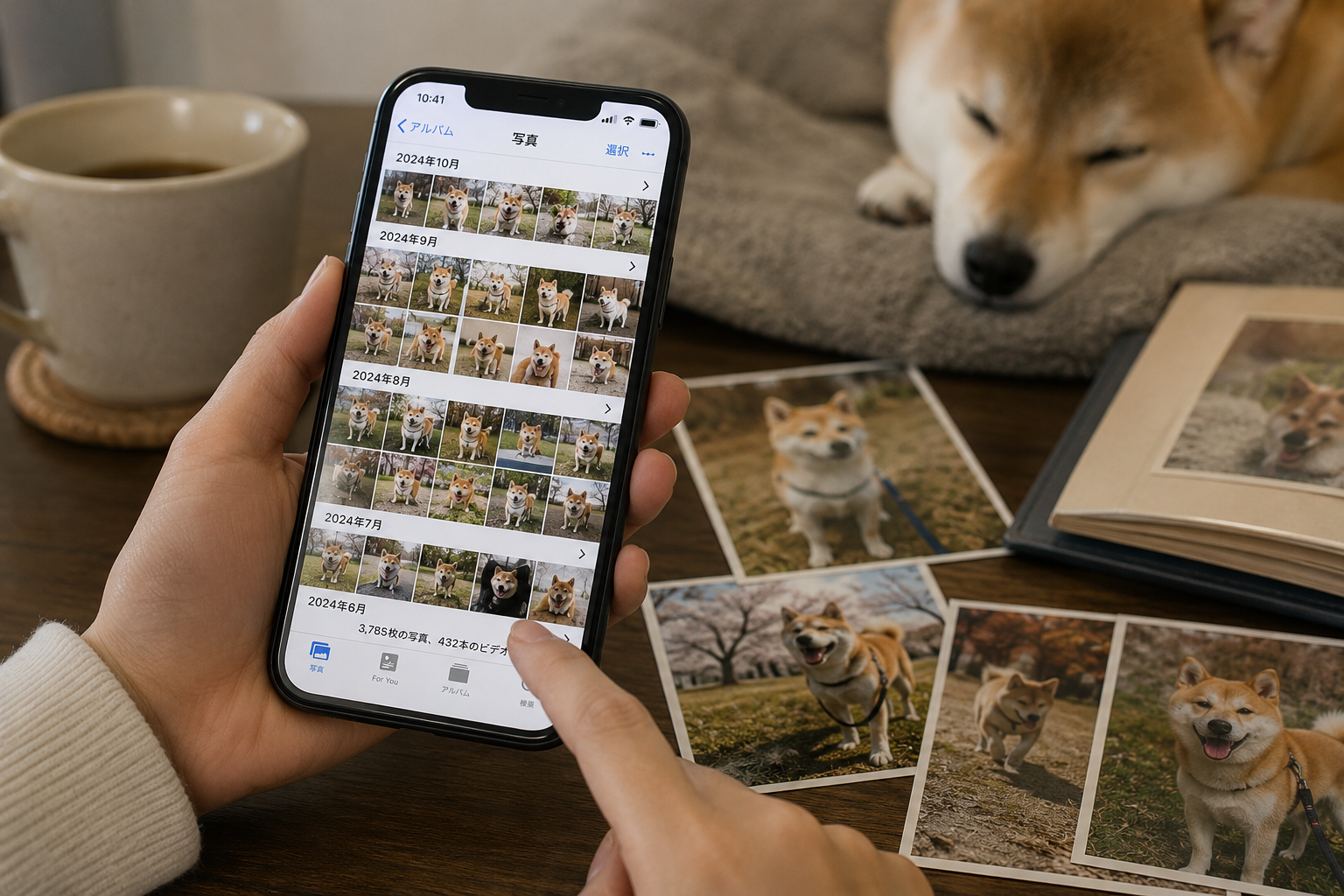 スマホに保存されたまま見返されていない柴犬の写真