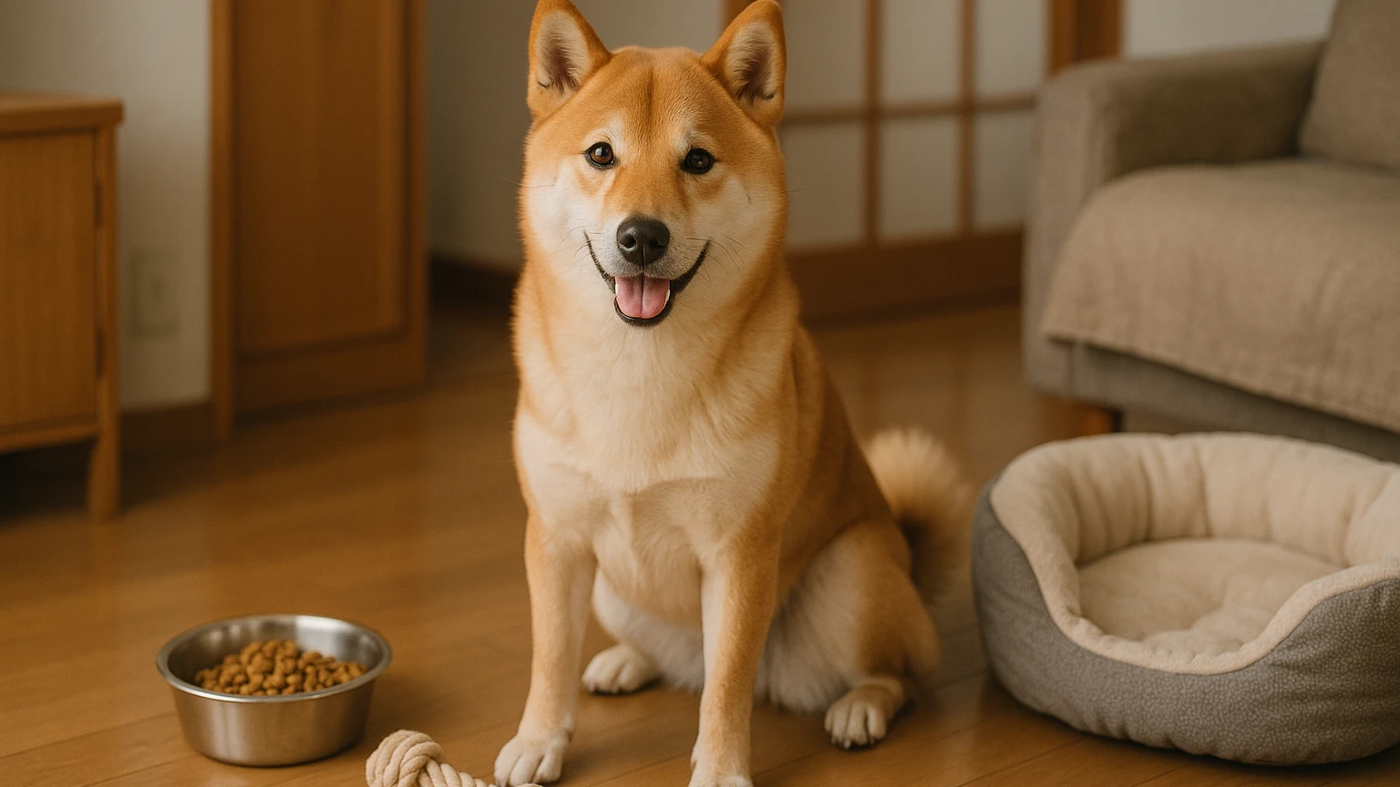 柴犬の性格や特徴、飼い方のコツについて知りたい方へに合わせたアイキャッチ。柴犬とペット用品の利用シーンを表現。 要点：柴犬は日本の伝統的な犬種で、特有の性格を持