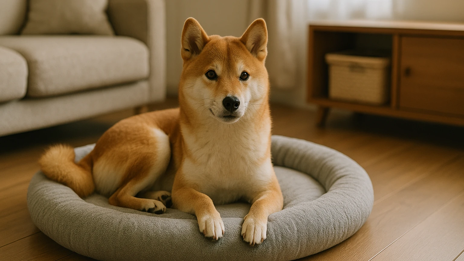 柴犬のベッドの定期購入おすすめの基礎と活用ポイントに合わせたアイキャッチ。柴犬とベッド・マットの利用シーンを表現。 要点：柴犬のベッドを定期購入する仕組みとメリ