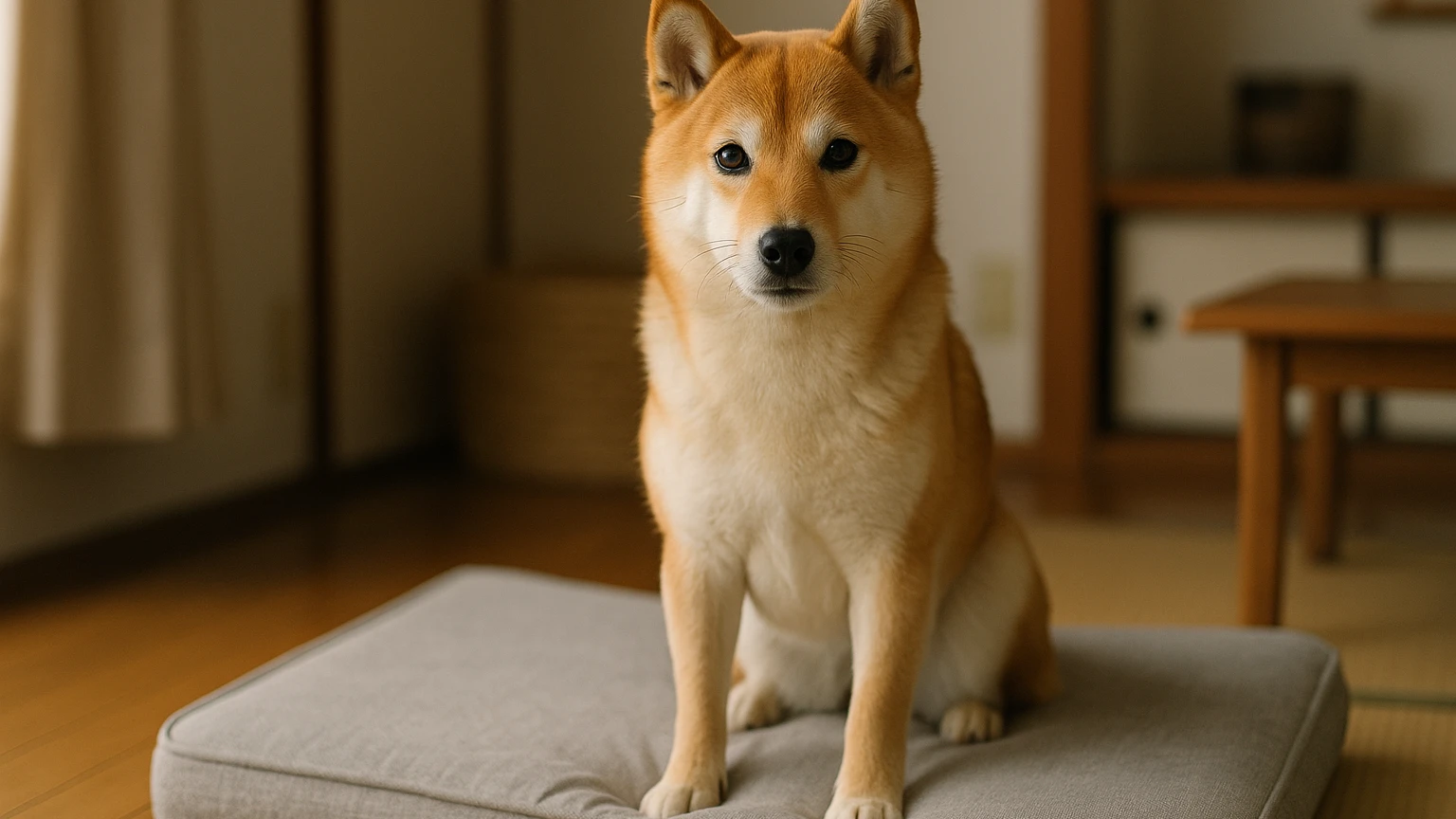 柴犬のベッドのかゆい治し方の基礎と活用ポイントに合わせたアイキャッチ。柴犬とベッド・マットの利用シーンを表現。 要点：柴犬がベッドでかゆがる原因は「皮膚トラブル