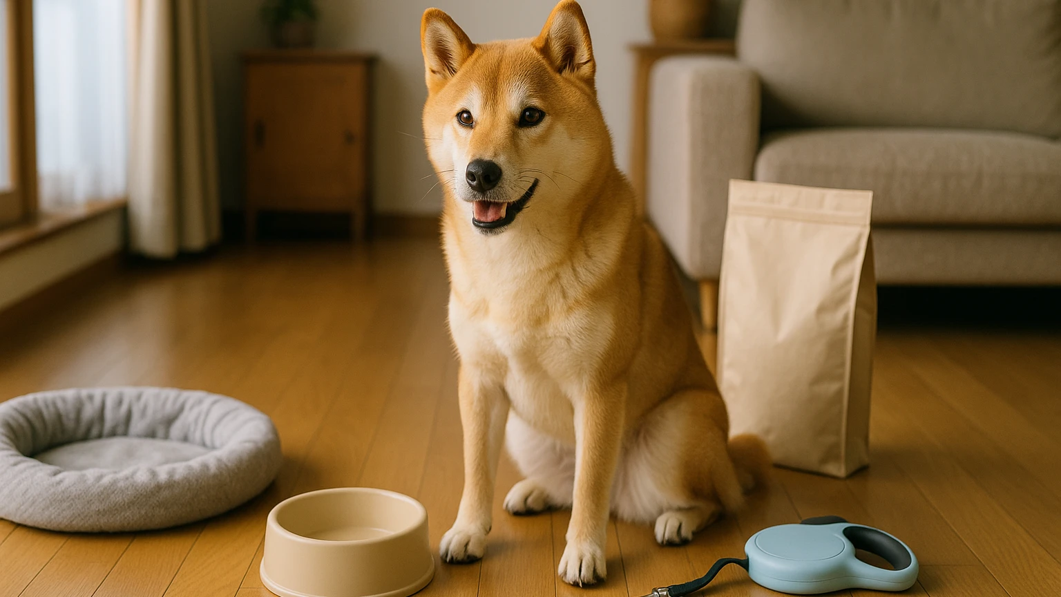 柴犬の旅行のフケ原因の基礎と活用ポイントに合わせたアイキャッチ。柴犬とペット用品の利用シーンを表現。 要点：柴犬と旅行に行くとフケが増えるのは珍しくありません