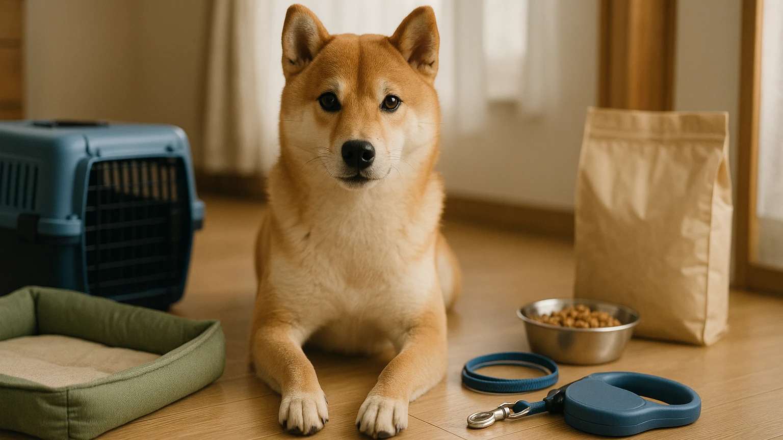 柴犬の旅行の破壊行動原因の基礎と活用ポイントに合わせたアイキャッチ。柴犬とペット用品の利用シーンを表現。 要点：柴犬が旅行中に破壊行動をしてしまう背景には、「性