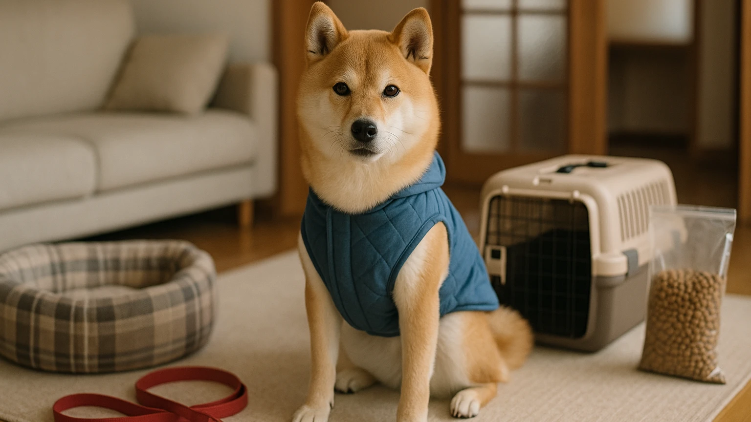 柴犬の寒さ対策の脱走おすすめの基礎と活用ポイントに合わせたアイキャッチ。柴犬とペット用品の利用シーンを表現。 要点：柴犬は日本原産で寒さに比較的強い犬種ですが