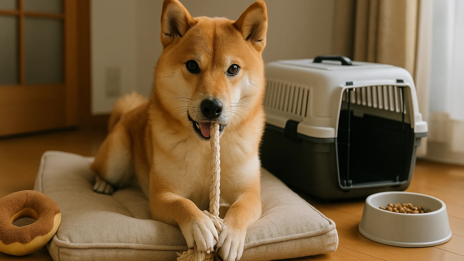 柴犬の寒さ対策の破壊行動おすすめの基礎と活用ポイントに合わせたアイキャッチ。柴犬とペット用品の利用シーンを表現。 要点：柴犬の寒さ対策と破壊行動には密接な関係が