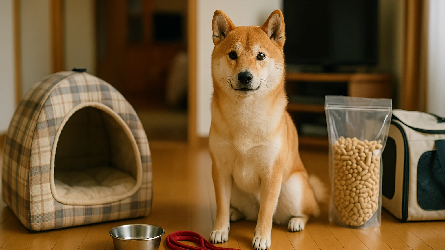 柴犬の寒さ対策の脱走治し方の基礎と活用ポイントに合わせたアイキャッチ。柴犬とペット用品の利用シーンを表現。 要点：柴犬の寒さ対策と脱走の治し方は、「環境づくり」