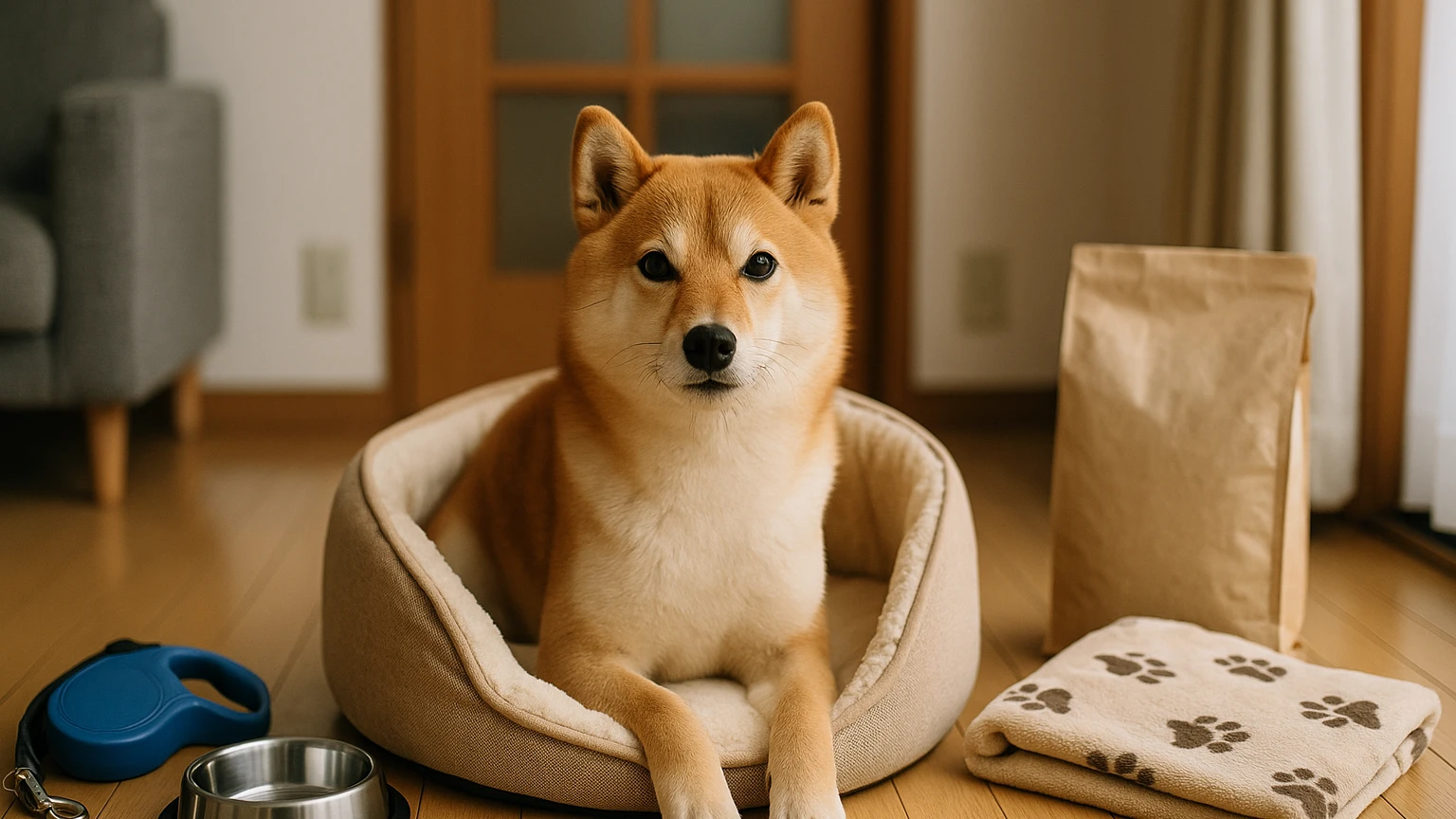 柴犬の寒さ対策の脱走原因の基礎と活用ポイントに合わせたアイキャッチ。柴犬とペット用品の利用シーンを表現。 要点：柴犬の寒さ対策と脱走の原因は「寒さそのもの」だけ