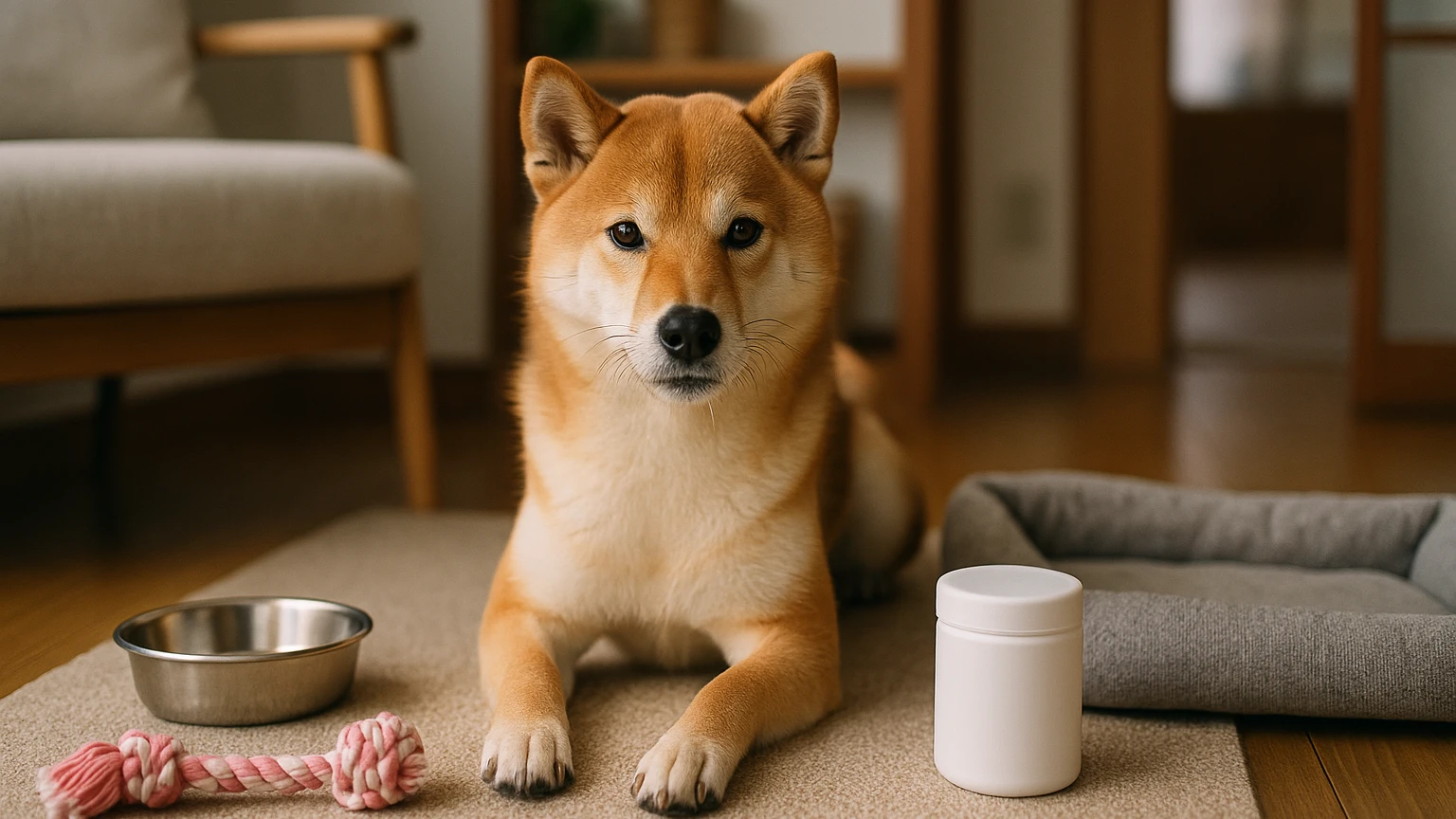 柴犬の寒さ対策のくしゃみ原因の基礎と活用ポイントに合わせたアイキャッチ。柴犬とペット用品の利用シーンを表現。 要点：柴犬のくしゃみは「寒さ」「乾燥」「刺激物」な