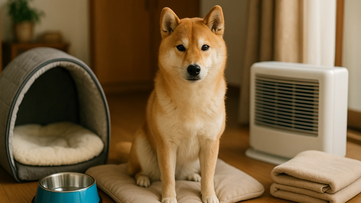 柴犬の寒さ対策の比較対策の基礎と活用ポイントに合わせたアイキャッチ。柴犬とペット用品の利用シーンを表現。 要点：柴犬は日本原産で寒さに比較的強い犬種ですが、現代