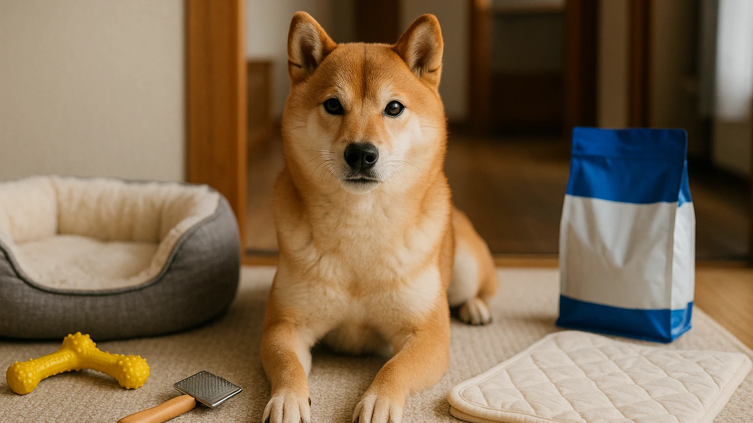 柴犬の寒さ対策の抜け毛多い対策の基礎と活用ポイントに合わせたアイキャッチ。柴犬とペット用品の利用シーンを表現。 要点：柴犬は寒さに比較的強い一方で、抜け毛が多く